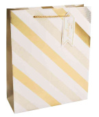Пакет бумажный L 26х32см Золотой принт Дизайн №4