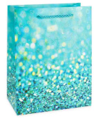 Пакет бумажный XL 31х41см Гламур Дизайн №3 Голубой с блестками