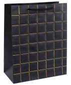 Пакет бумажный L+ 31х44см Золотые квадраты Дизайн №1