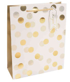 Пакет бумажный XL 31х41см Золотой принт Дизайн №3