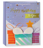 Пакет бумажный L 26х32см Милый праздник Дизайн №2