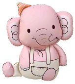 Шар фольга фигура Слоник в колпачке Розовый 35" 89смFL (упак)