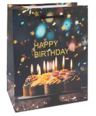 Пакет бумажный L 26х32см Фееричный день рождения Дизайн №3