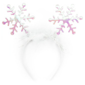 НГ Ободок Снежинки Жемчужный перелив Белый 1шт ВВ