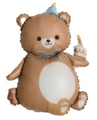 Шар фольга фигура Мишка с кексиком Коричневый Сатин 39" 99см FL (упак)