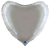 Шар фольга без рисунка 36"GR сердце Голография Серебро