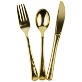 Столовые приборы Вилки Ложки Ножи: 3х6 Золото металлик уп18 ВВ