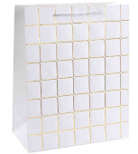 Пакет бумажный M 18х23см Золотые квадраты Дизайн №3 Белый