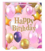 Пакет бумажный XL 31х41см Яркий праздник Дизайн №2 Розовый