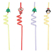 НГ Трубочки для коктейля пластик Новогодний микс (уп4) ВВ
