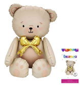 Шар фольга фигура Мишка с бантом большой 33" 84смВС (упак)