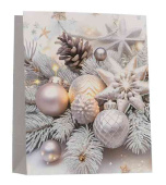 НГ Пакет бумажный L 26х32см С новым годом! Игрушки. Белый стиль БР