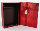 Коробка Прямоугольник 26х19х8см Шикарный подарок Красный Металлик ДБ